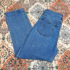 PACSUN Jeans Women size 26 MOM High Rise Waisted Embroidered Crescent Moons